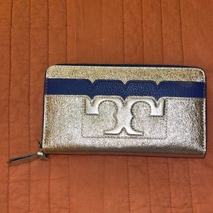 Tory Burch Smartphone Blue Silver Leather Wristlet